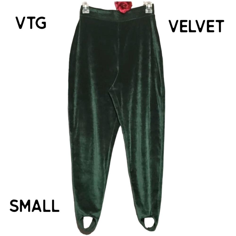 METROPOLITAN STIRRUP PANTS SZ SM VELVET Y2K RETRO GREEN VTG